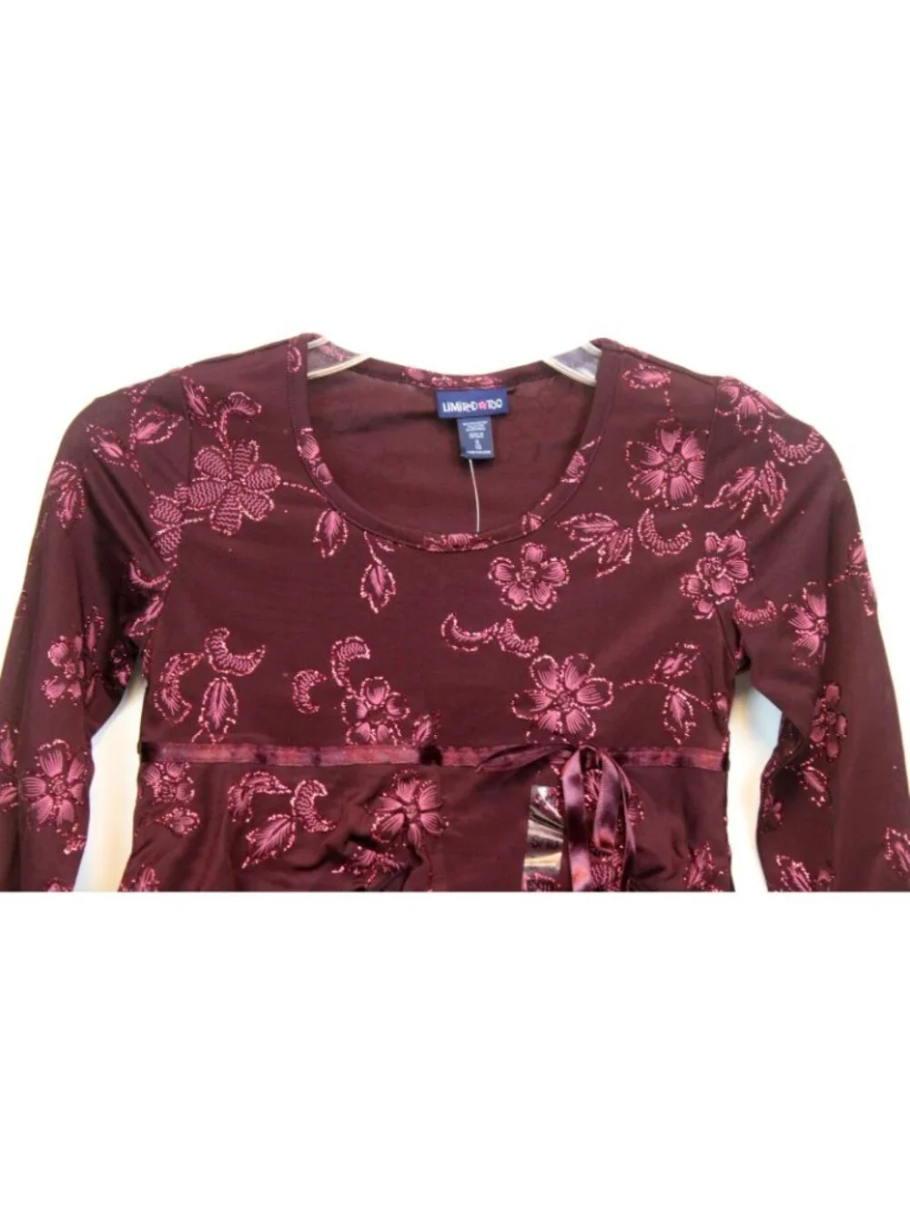 Y2K Limited too Shirt sz 10 Ruffle Layer Stretch Glittery Christmas Holiday